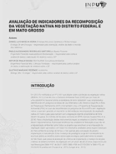 Avaliação de Indicadores da Recomposição da Vegetação Nativa no Distrito Federal e em Mato Grosso